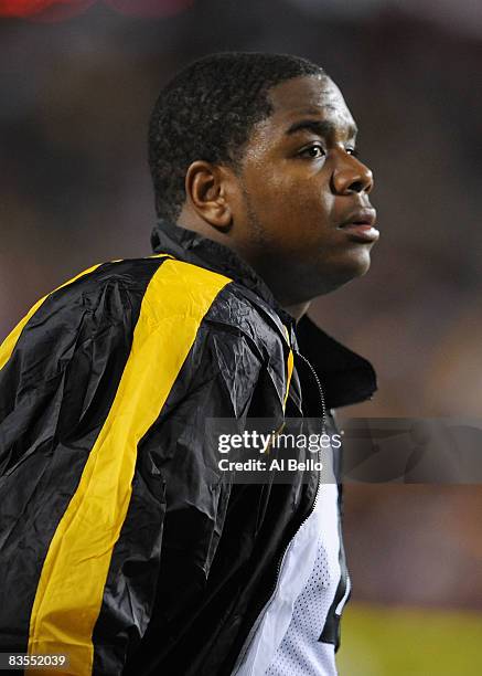 Byron Leftwich of the Pittsburgh Steelers looks on during the game against The Washington Redskins on November 3, 2008 at Fedex Field in Washington,...