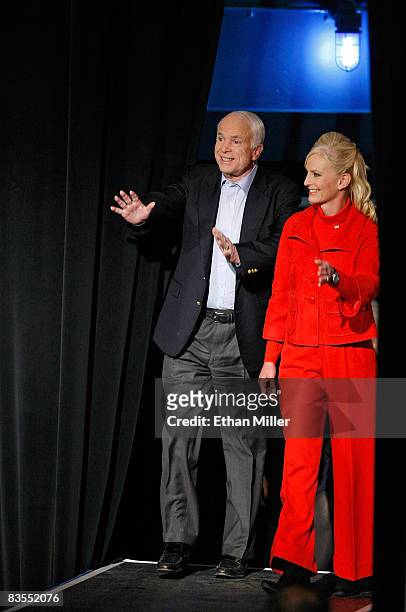 Republican presidential nominee Sen. John McCain and his wife Cindy McCain arrive at a campaign rally at the Henderson Pavilion November 3, 2008 in...