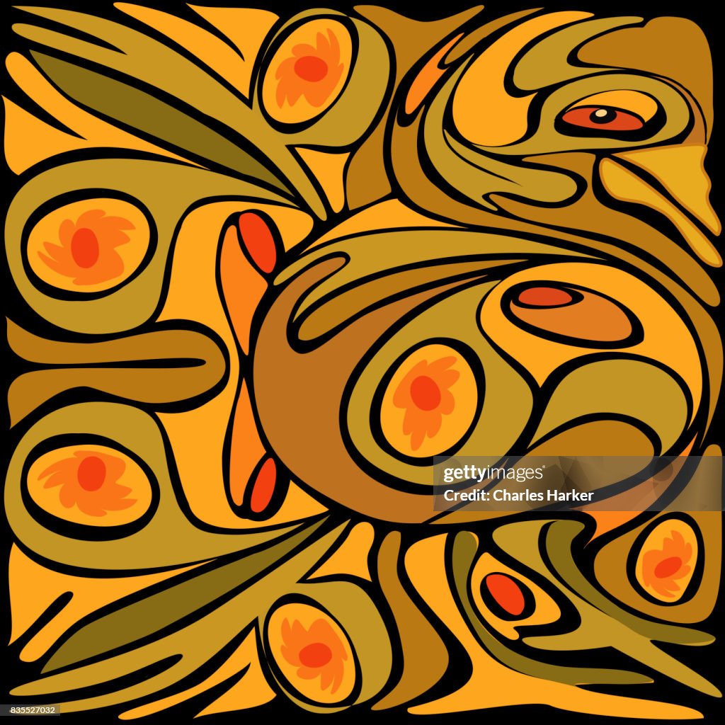 Abstract Golden Color Rooster Pattern