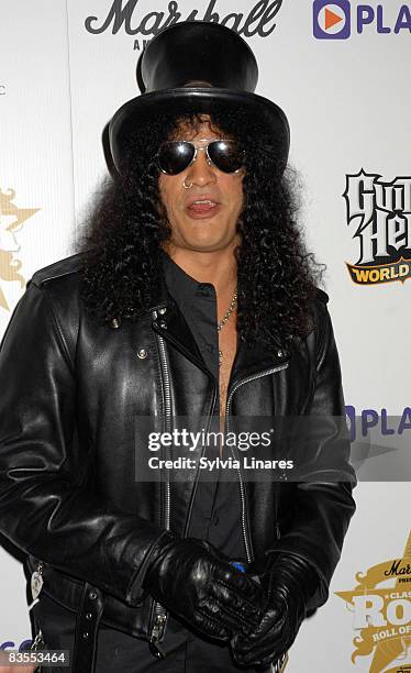 Slash arrives for the Classic Rock Roll of Honour at the Park Lane Hotel on November 3, 2008 in London, England.