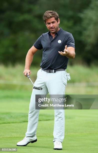 Robert Rock of England looks on during day three of the Saltire Energy Paul Lawrie Matchplay at Golf Resort Bad Griesbach on August 19, 2017 in...