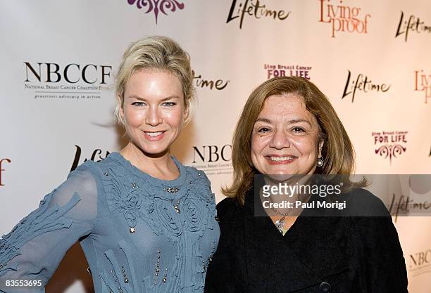 Actress Renee Zellweger and National Breast Cancer Coalition President Fran Visco attend the Lifetime and NBCC screening of the Lifetime Original...