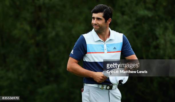 Adrian Oteagui of Spain looks on after his win over Alex Knappe of Germany during day three of the Saltire Energy Paul Lawrie Matchplay at Golf...