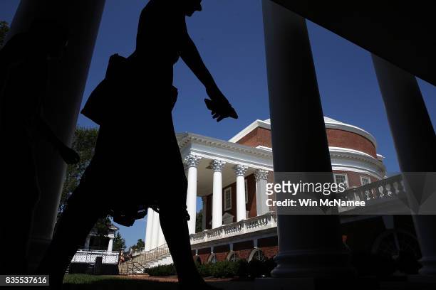 Students return to the University of Virginia for the fall semester on August 19, 2017 in Charlottesville, Virginia. One week ago the town of...