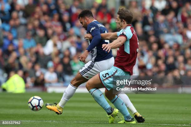 Hal Robson-Kanu of West Bromwich Albion evades James Tarkowski of Burnley and scores the only goal of the game during the Premier League match...