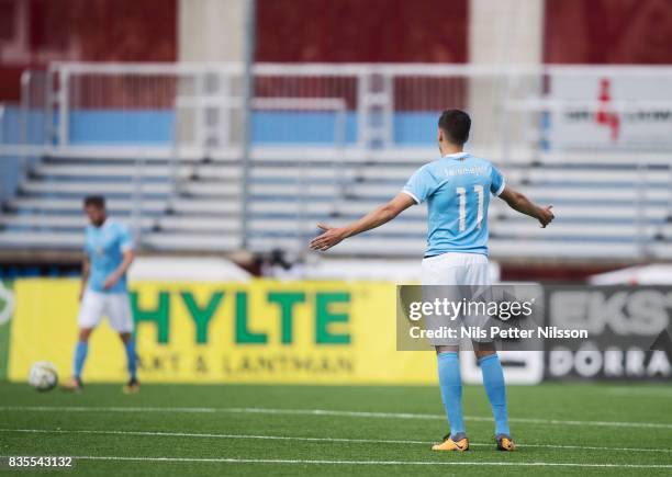 Alexander Jeremejeff of Malmo FF dejected during the Allsvenskan match between Athletic FC Eskilstuna and Malmo FF at Tunavallen on August 19, 2017...