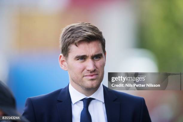 Michael Jolley, head coach of Athletic FC Eskilstuna during the Allsvenskan match between Athletic FC Eskilstuna and Malmo FF at Tunavallen on August...