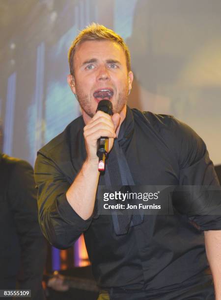 Gary Barlow of Take That performs at the Music Industry Trusts' Awards held at the Grosvenor House Hotel, Park Lane on November 3, 2008 in London,...