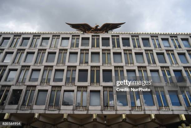 The American Embassy is pictured in Central London, as a protest took place against the racism escalation following the riot in Charlottesville,...