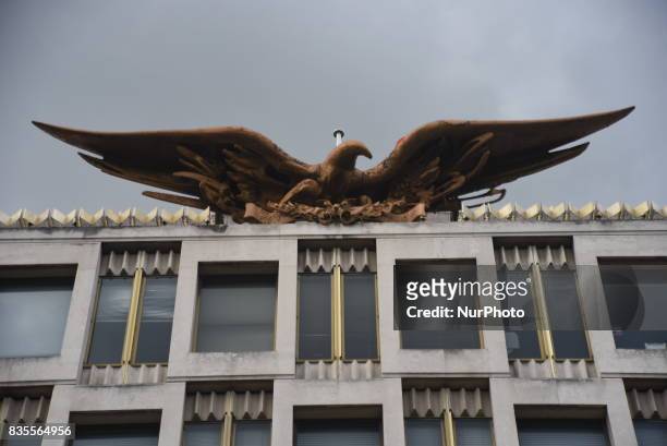 The American Embassy is pictured in Central London, as a protest took place against the racism escalation following the riot in Charlottesville,...