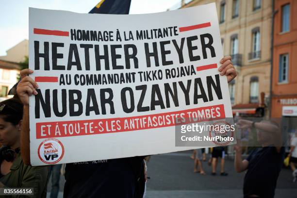 People gathered In Toulouse in solidarity with anti-fascists in Charlottesville after the killing of Heather Heyer by a white supremacist. On August...
