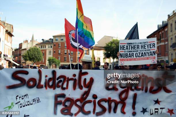 People gathered In Toulouse in solidarity with anti-fascists in Charlottesville after the killing of Heather Heyer by a white supremacist. On August...