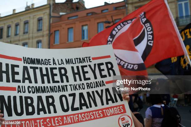 People gathered In Toulouse in solidarity with anti-fascists in Charlottesville after the killing of Heather Heyer by a white supremacist. On August...