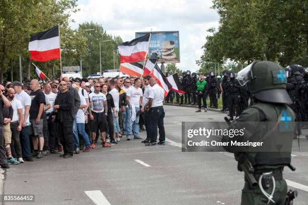 Some 1000 participants affiliated with Neo-Nazi and extreme right groups marched through the street of Berlin's Spandau district in commemoration of...