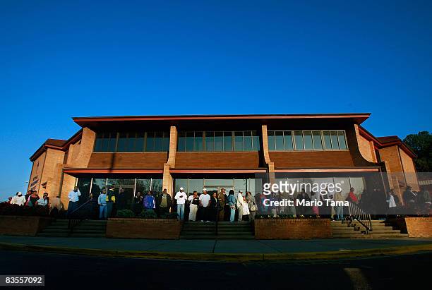 African-Americans line up to vote outside Bethel Missionary Baptist Church in the presidential election November 4, 2008 in Birmingham, Alabama....