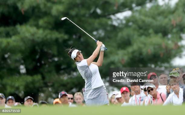 Gerine Piller of the United States Team plays her third shot on the 15th hole in her match with Stacy Lewis against Anna Nordqvist and Georgia Hall...