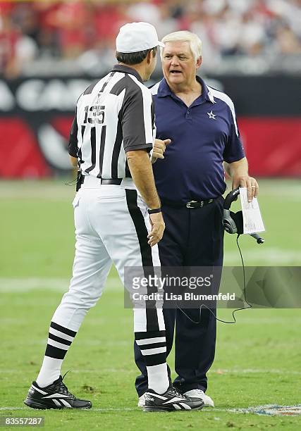 Head coach Wade Phillips of the Dallas Cowboys calls for a replay during the game against the Arizona Cardinals at University of Phoenix Stadium on...