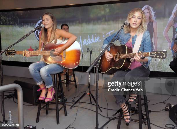 Taylor Dye and Madison Marlow of Maddie & Tae perform at Macy's at Macy's Herald Square on August 19, 2017 in New York City.