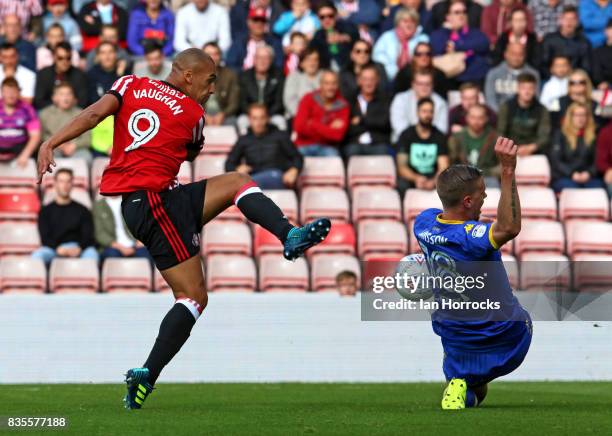 James Vaughn of Sunderland during the Sky Bet Championship match between Sunderland and Leeds United at Stadium of Light on August 19, 2017 in...