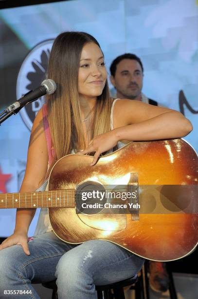 Taylor Dye of Maddie & Tae performs at Macy's at Macy's Herald Square on August 19, 2017 in New York City.