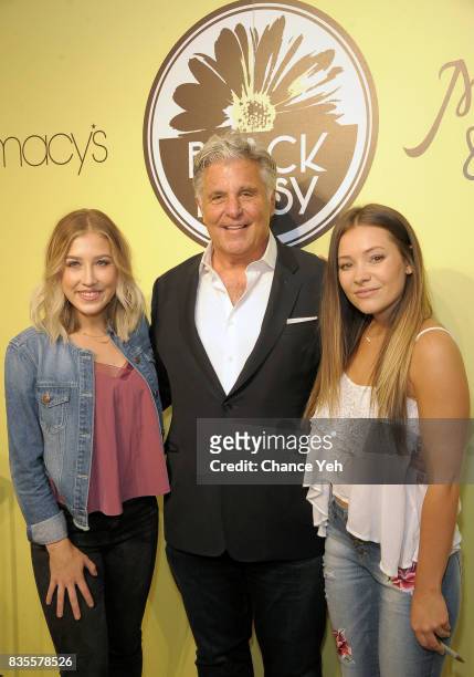 Madison Marlow, One Jean Wear CEO Jack Gross and Taylor Dye attend Maddie & Tae visit to Macy's at Macy's Herald Square on August 19, 2017 in New...