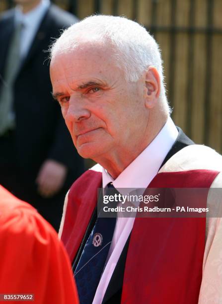 Master of the Queens Music Sir Peter Maxwell Davies, walks in a procession at the Senate House at Cambridge University, before being made an honorary...