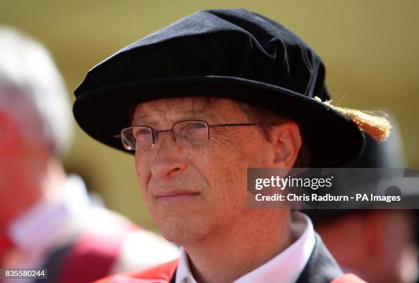 Founder of The Microsoft Corporation Bill Gates at the Senate House at Cambridge University, after being made an honorary Doctor of Law during a...