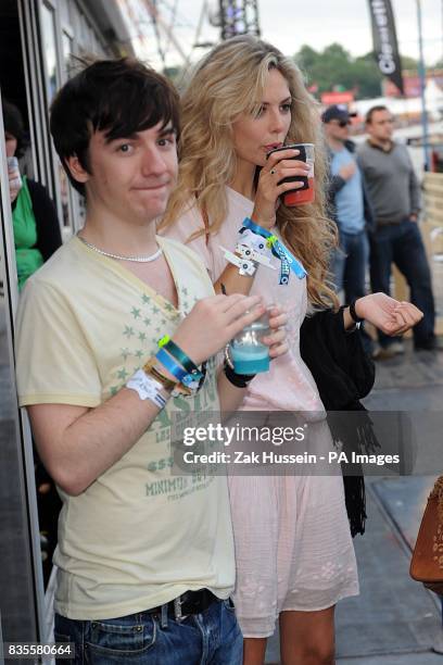 Tamsin Egerton backstage at the Isle of Wight festival, in Newport on the Isle of Wight.