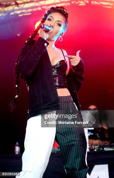 Annie Ashcroft of M.O performs live on stage during V Festival 2017 at Weston Park on August 19, 2017 in Stafford, England.