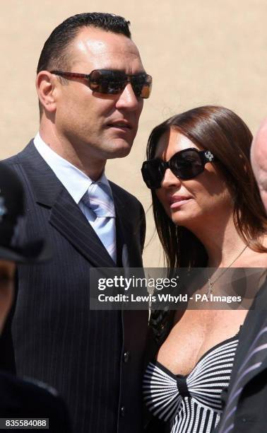 Former footballer and actor, Vinnie Jones with his wife Tanya, on Horse Guards Parade during the annual Trooping the Colour parade.