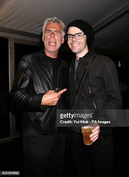 The organizer of the festival John Gittins and Tim Burgess backstage at the Isle of Wight festival, in Newport on the Isle of Wight.