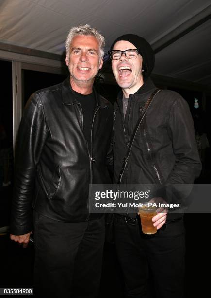 The organizer of the festival John Gittins and Tim Burgess backstage at the Isle of Wight festival, in Newport on the Isle of Wight.