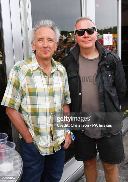 Chris Cross and Billy Currie backstage at the Isle of Wight festival, in Newport on the Isle of Wight.