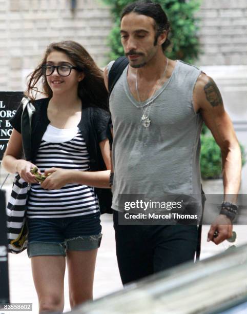 Madonna's daughter Lourdes Leon walks with her father Carlos Leon on the upper west-side of Manhattan on June 30, 2008 in New York City.