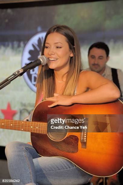 Taylor Dye of Maddie & Tae performs at Macy's at Macy's Herald Square on August 19, 2017 in New York City.