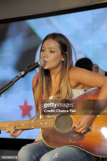 Taylor Dye of Maddie & Tae performs at Macy's at Macy's Herald Square on August 19, 2017 in New York City.