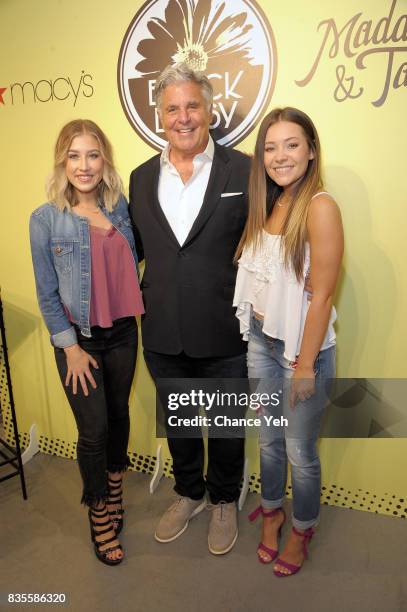 Madison Marlow, One Jean Wear CEO Jack Gross and Taylor Dye attend Maddie & Tae visit to Macy's at Macy's Herald Square on August 19, 2017 in New...