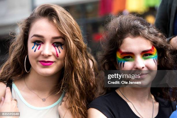 Spectators are seen at Copenhagen Pride Parade on August 19, 2017 in Copenhagen, Denmark. According to authorities, about 300,000 spectators lined up...