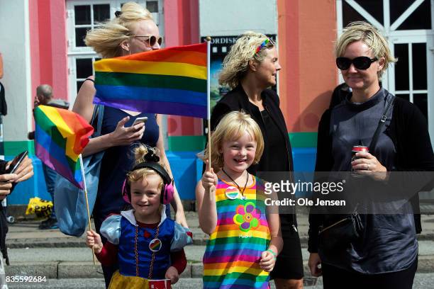Spectators are seen at Copenhagen Pride Parade on August 19, 2017 in Copenhagen, Denmark. According to authorities, about 300,000 spectators lined up...