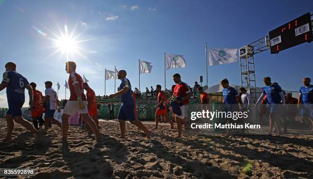 General view on day 1 of the 2017 German Beach Soccer Championship on August 19, 2017 in Warnemunde, Germany.