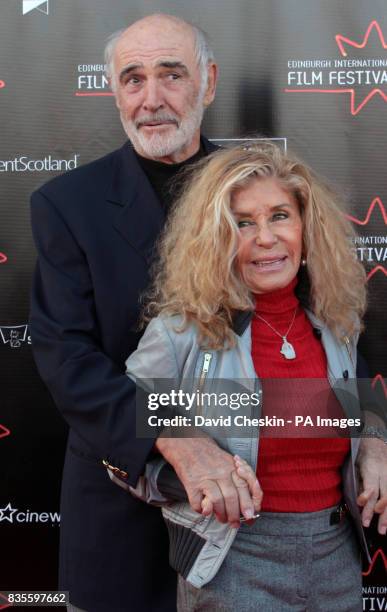 Sir Sean Connery and wife Micheline Roquebrune arrive for the Edinburgh Festival opening gala film, Away We Go, at the Fountain Bridge cinema.