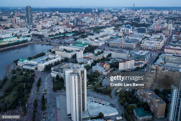 General view of the city center on August 19, 2017 in Ekaterinburg, Russia.