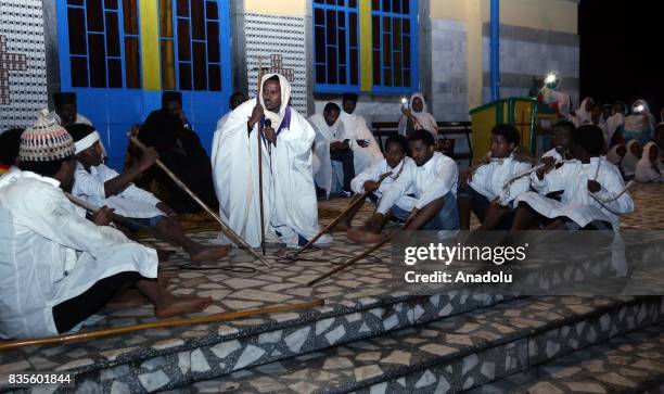 Ethiopians attend a religious ceremony at Gola St. Michael Church as they celebrate Buhe Holiday in Addis Ababa, Ethiopia on August 19, 2017. Buhe...