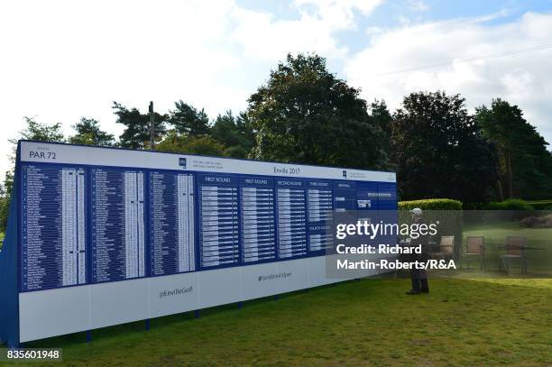 General View of the Leaderboard during the Girls' British Open Amateur Championship at Enville Golf Club on August 19, 2017 in Stourbridge, England.