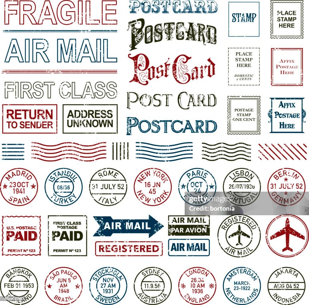 Vintage Port en Postmark Icon Set