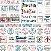 Vintage Postage and Postmark Icon Set