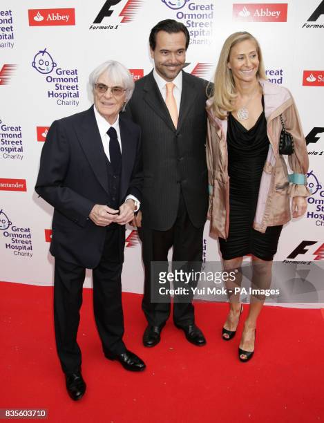 Bernie Ecclestone with Ana Horta-Osorio and Antonio Horta-Osorio arrive for the Formula One Party at the V&A Museum in Kensington, west London.