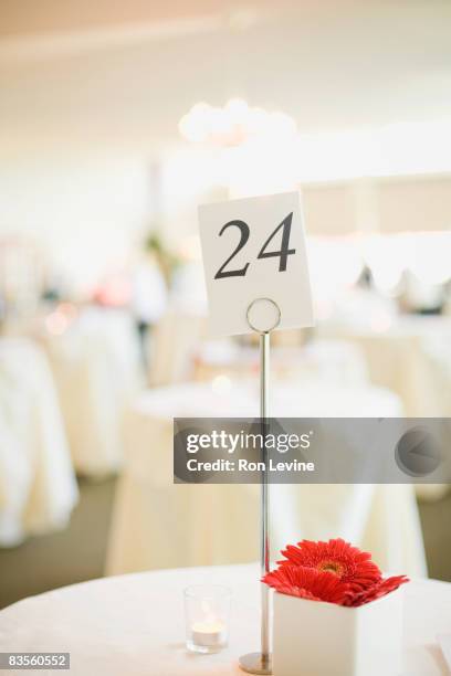 tables at a banquet, numbered - table numbers stock-fotos und bilder