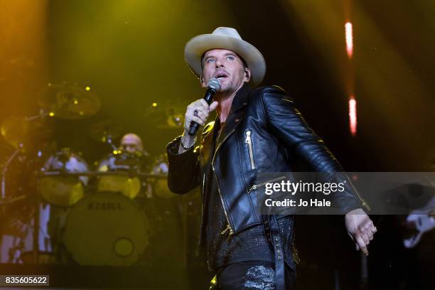 Luke Goss and Matt Goss of Bros perform at The O2 Arena on August 19, 2017 in London, England.