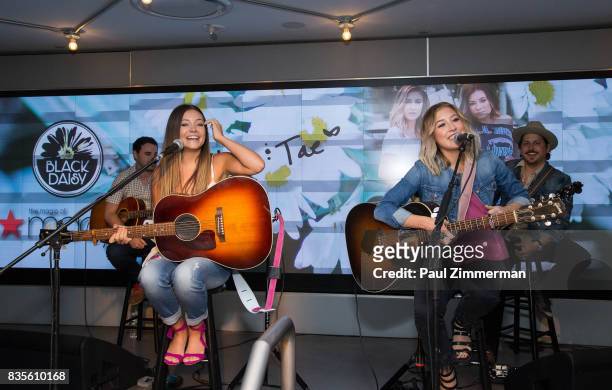 Taylor Dye and Madison Marlow of Maddie & Tae perform at Macy's Herald Square on August 19, 2017 in New York City.